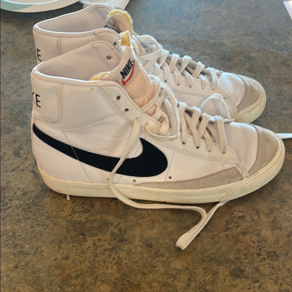 Nike White and Black High-Top Athletic Shoes